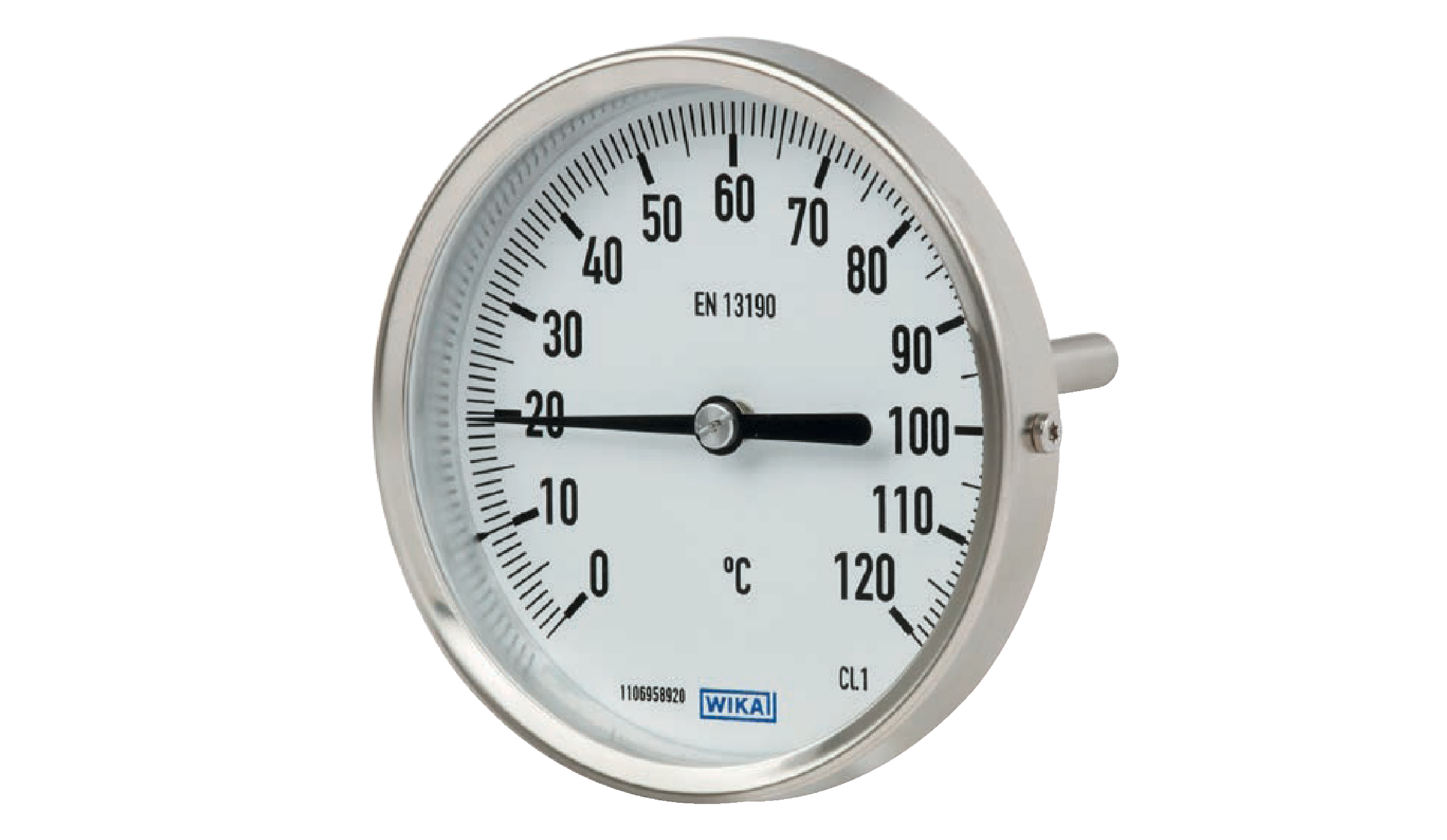 WIKA Bimetal Thermometer 100mm Dial 60mm Stem -30 to 50°C